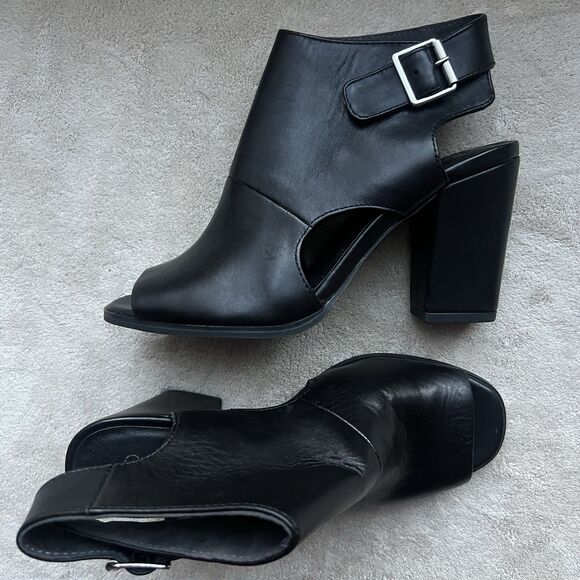 NEW Seychelles Battery Black Leather Open Toe Block Heel Bootie Sandals Women 6 - Picture 13 of 13